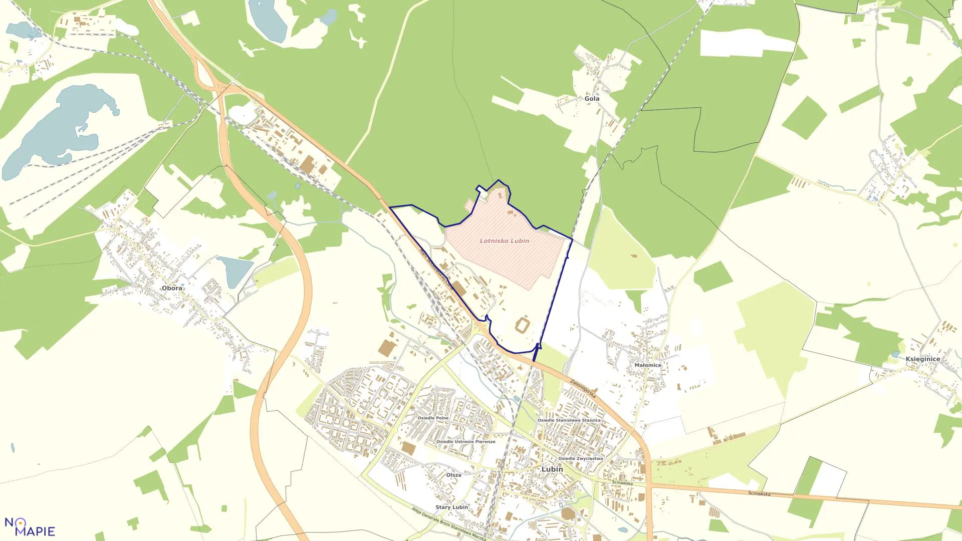 Mapa obrębu Obręb 1 w mieście Lubin
