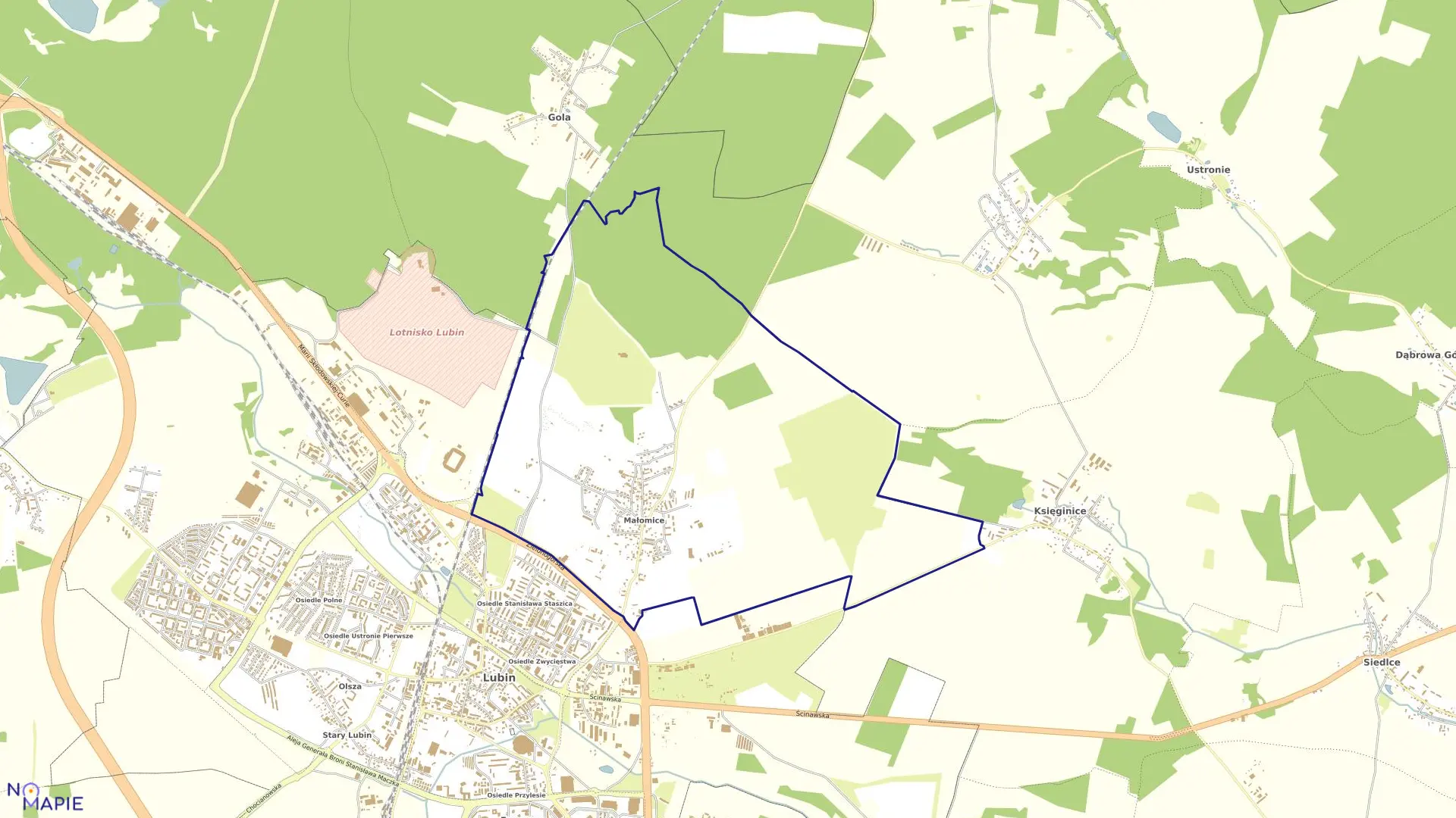 Mapa obrębu Obręb 2 w mieście Lubin