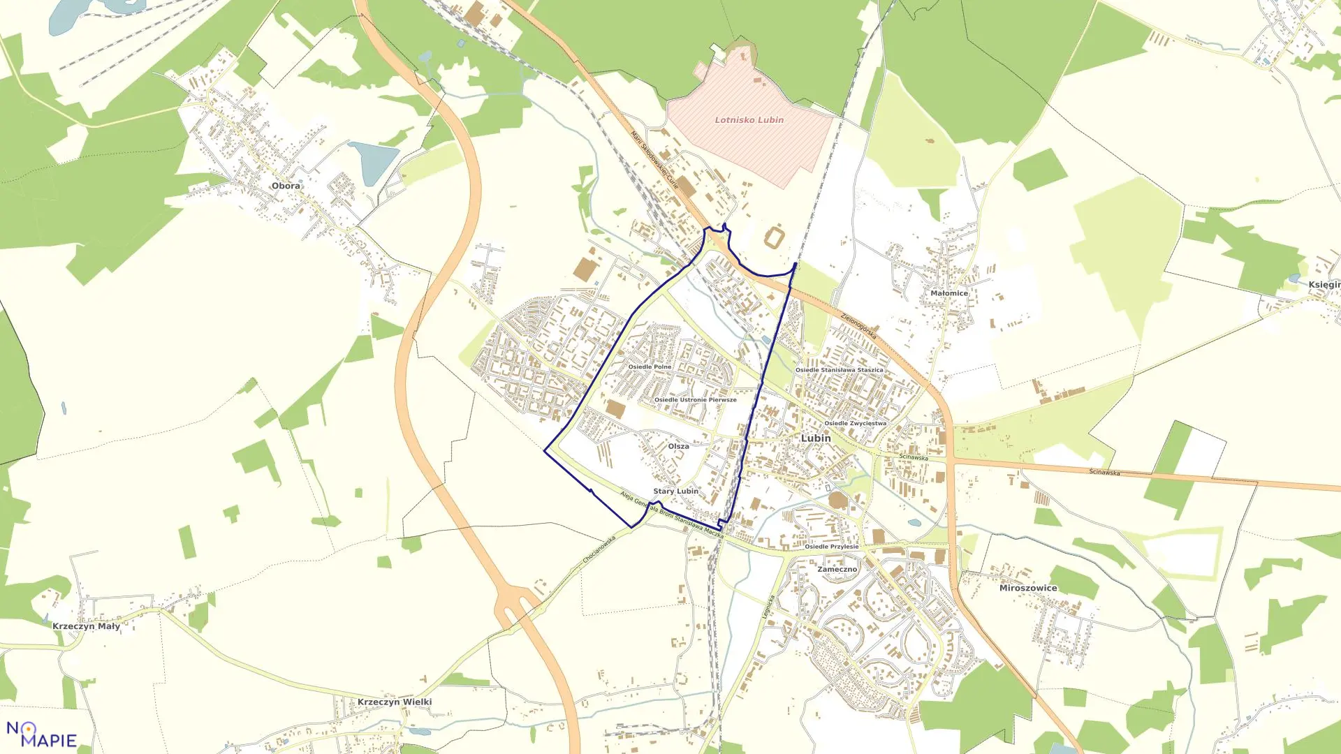 Mapa obrębu Obręb 3 w mieście Lubin