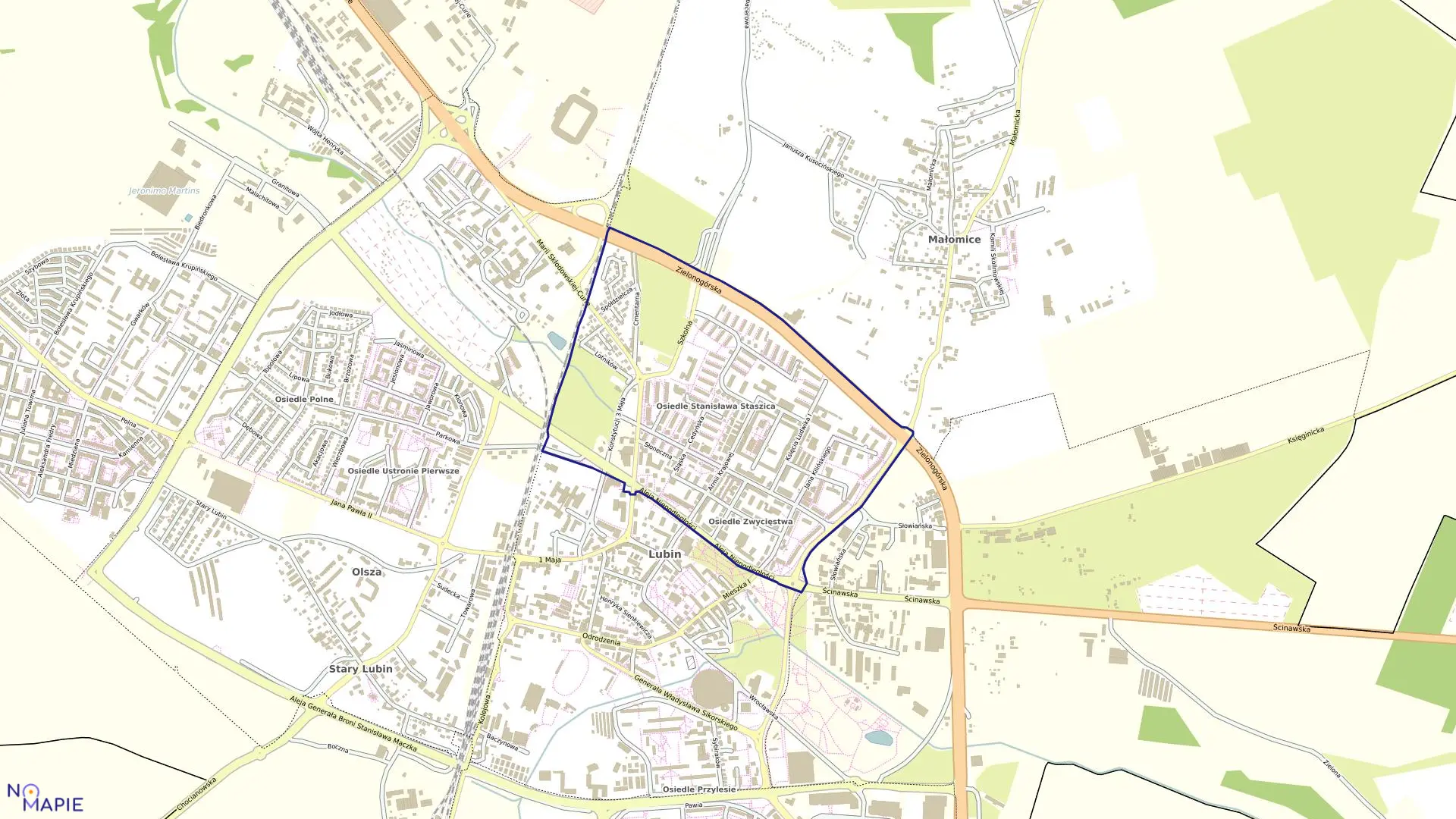 Mapa obrębu Obręb 4 w mieście Lubin