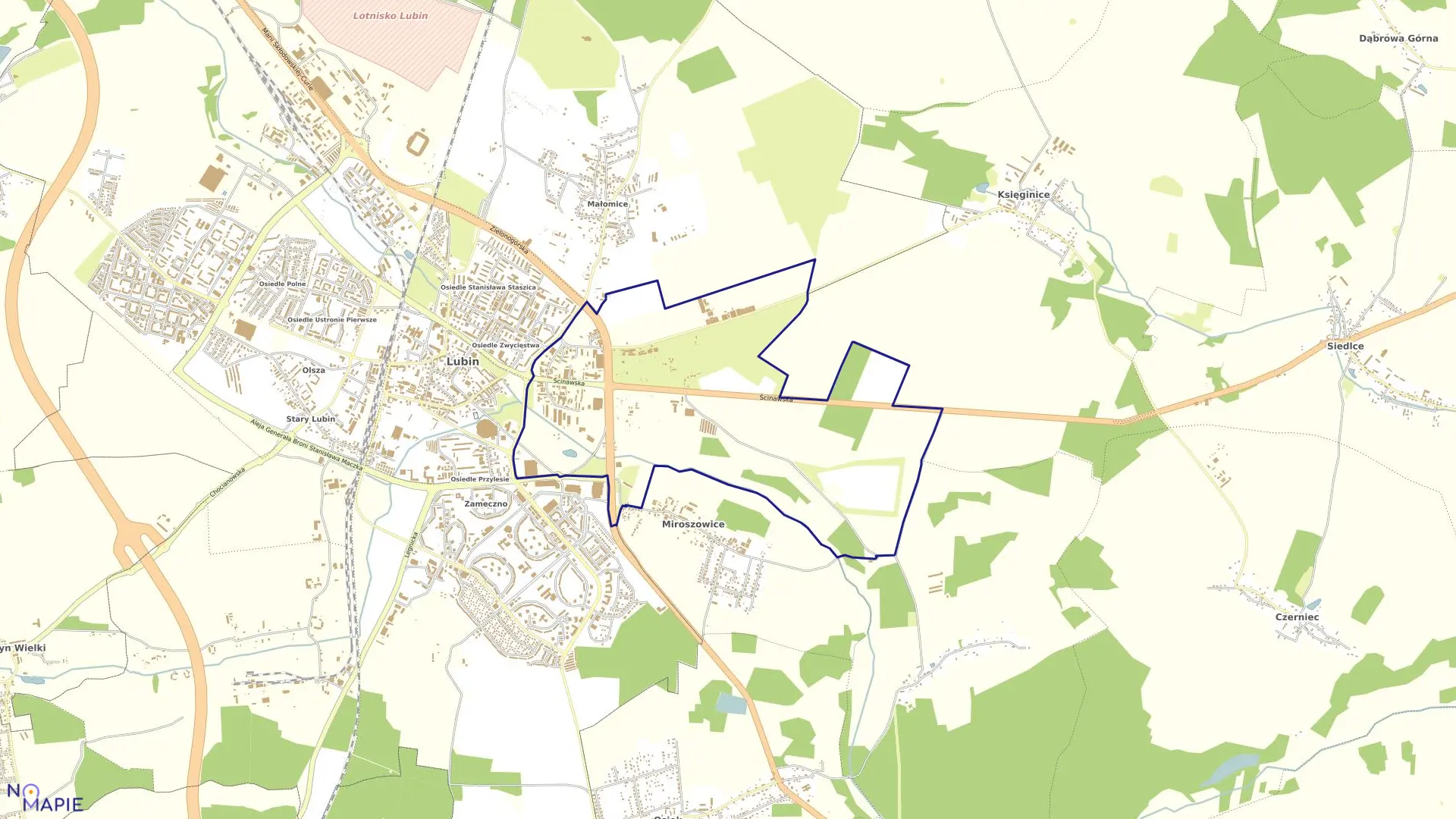 Mapa obrębu Obręb 6 w mieście Lubin