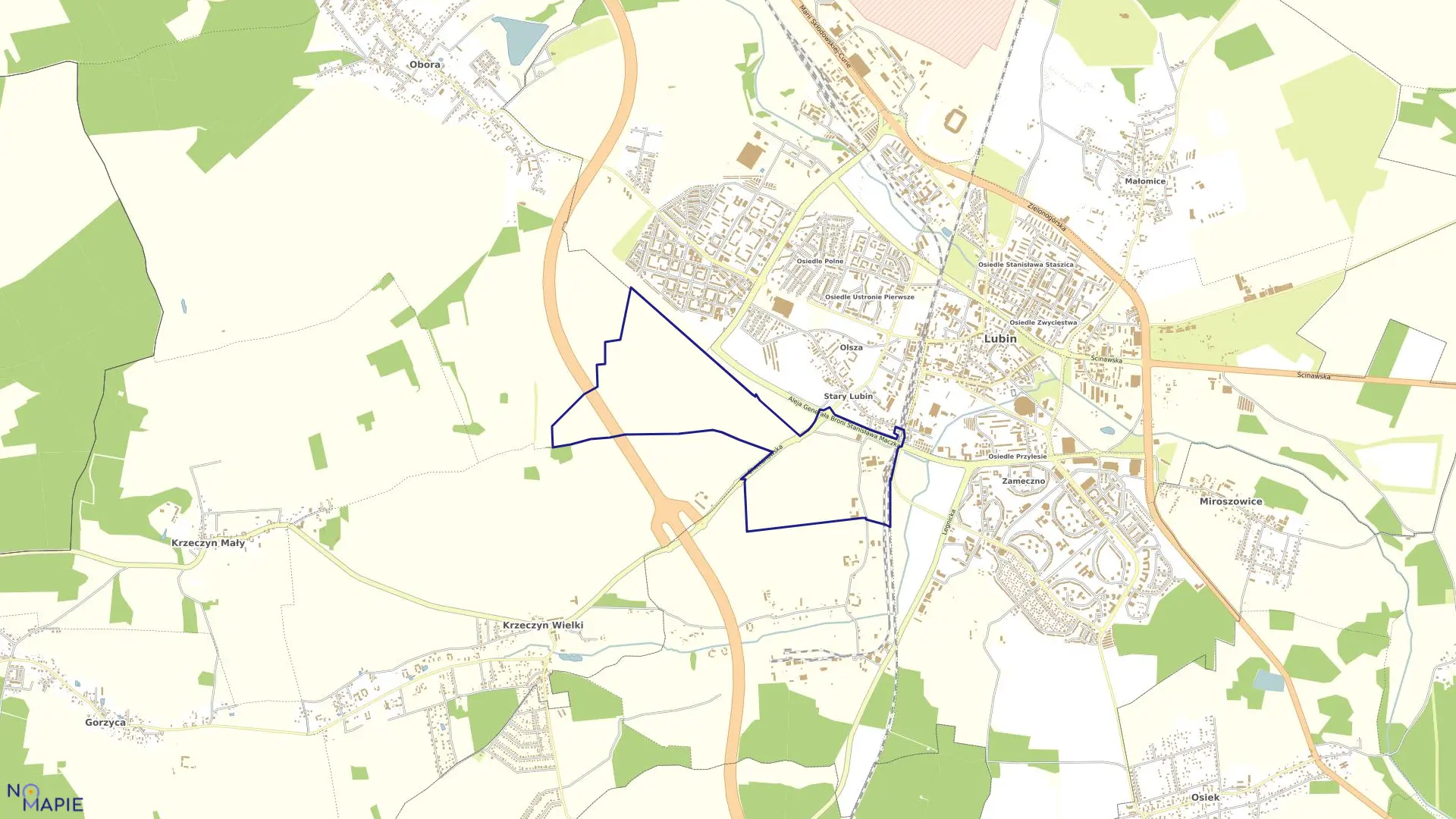 Mapa obrębu Obręb 7 w mieście Lubin