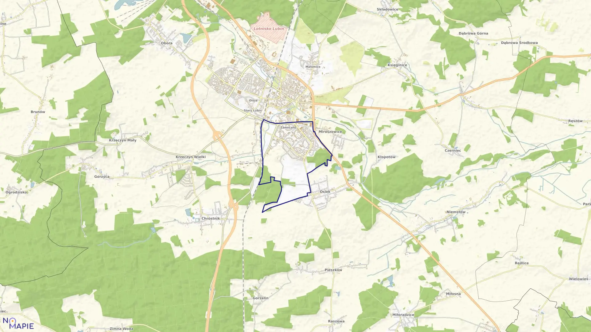 Mapa obrębu Obręb 8 w mieście Lubin