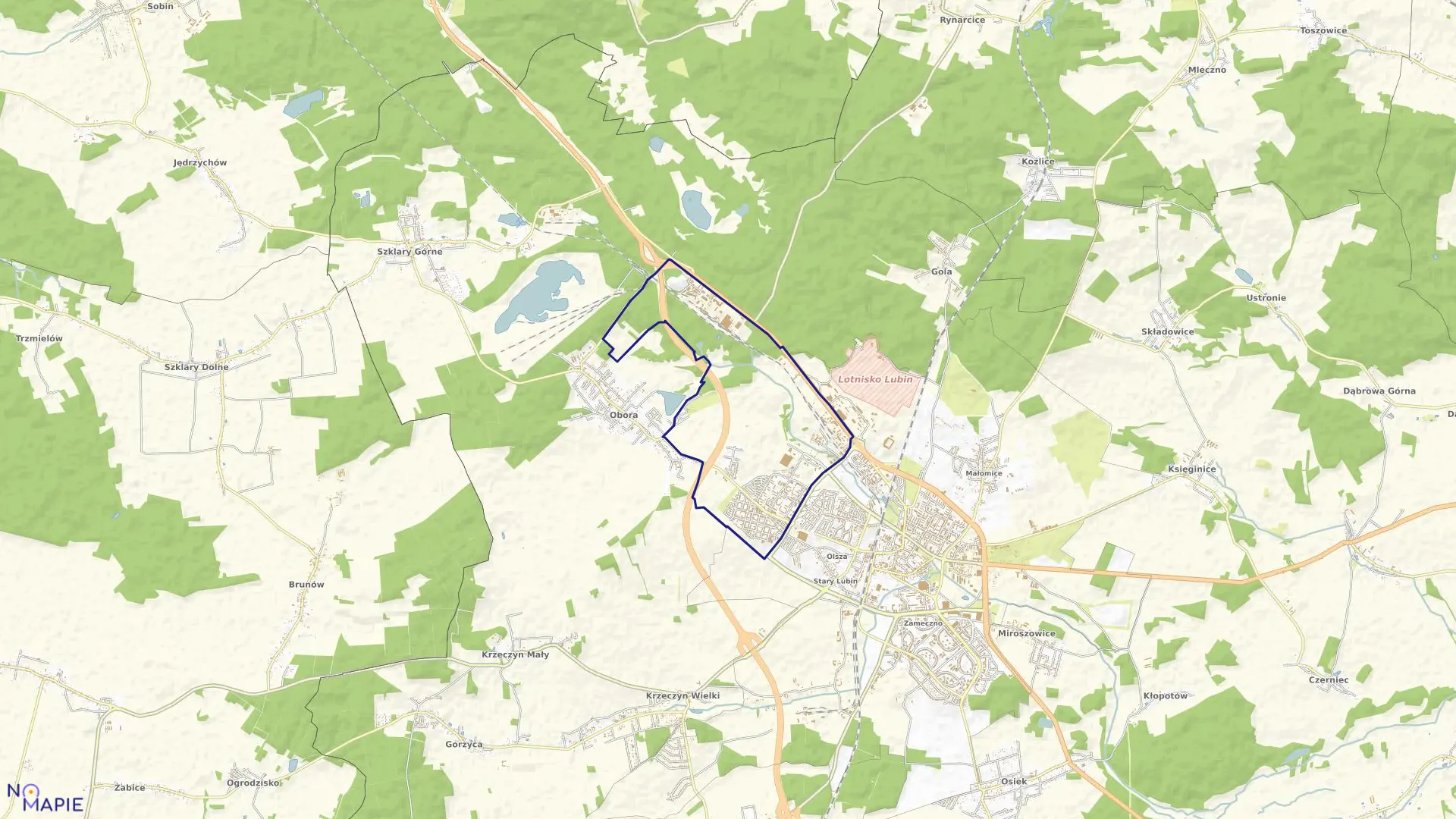 Mapa obrębu Obręb 9 w mieście Lubin